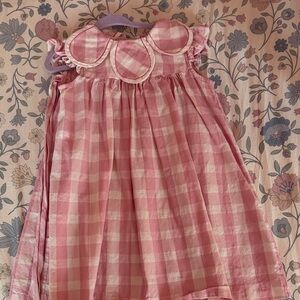 Pink Gingham Girls' Nightgown with Scalloped Yoke